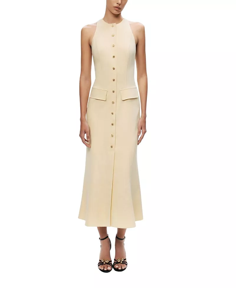 Nocturne Sleeveless Button-Front Midi Dress