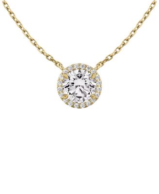  Halo Necklace in 14K Gold, 1.0ctw Round Brilliant Lab Grown Diamond