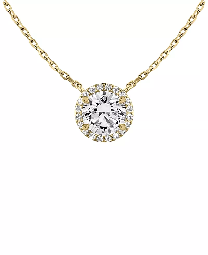 Vrai Halo Necklace in 14K Yellow Gold, 1.0ctw Round Brilliant Lab Grown Diamond