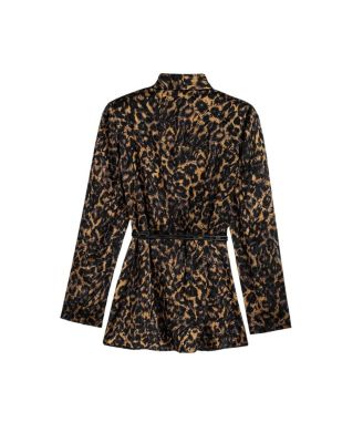  Printed Leopard Belted Jacket