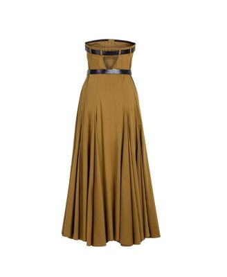  Strapless Double Belted Midi Dress