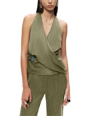  Asymmetric Halter Wrap Top