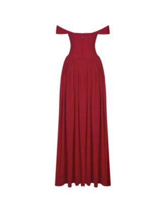  Tereza Georgette Bardot High-Slit Maxi Dress