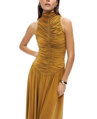  Ruched High-Neck Maxi Dress