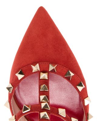 Women's Rockstud Cage Leather Pumps with Studs