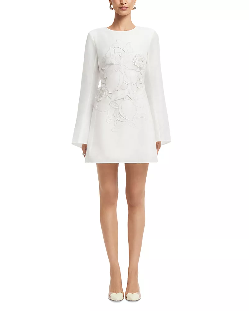 Leo Lin Suzanne Applique Bell Sleeve Mini Dress