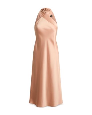 Satin Charmeuse Halter Cocktail Dress