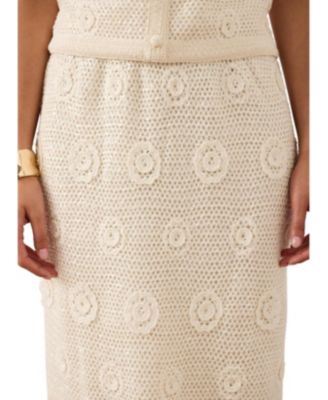 Women's Sequin Floral Crochet Midi Skirt