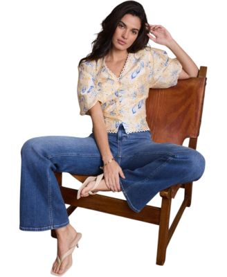  Women's Floral Puff Sleeve Blouse