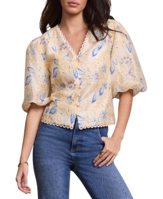  Women's Floral Puff Sleeve Blouse