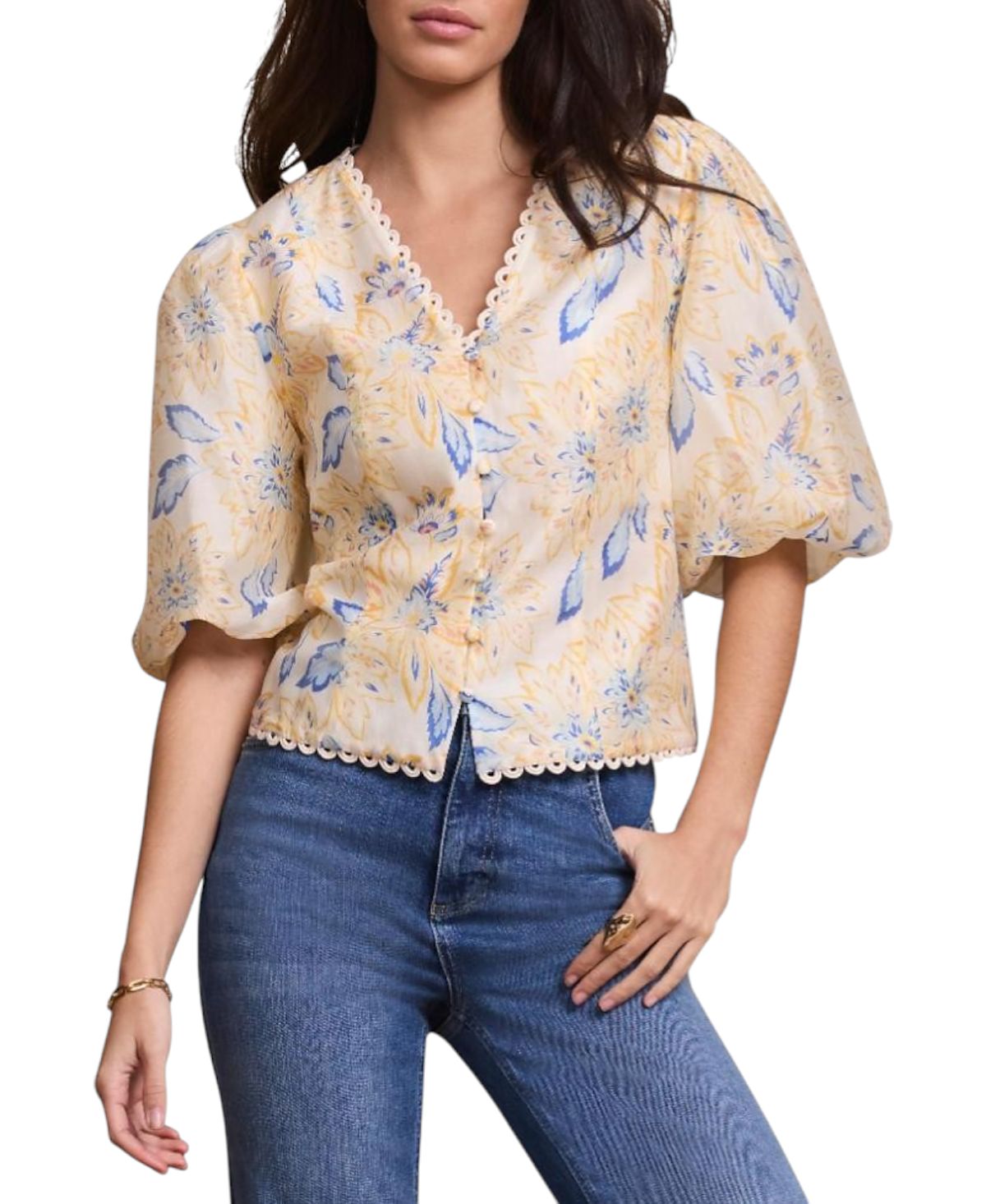 Mint Velvet Women's Floral Puff Sleeve Blouse