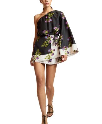  One Shoulder Mini Silk Dress