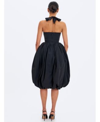  Veradis Taffeta Halter Bubble-Hem Midi Dress