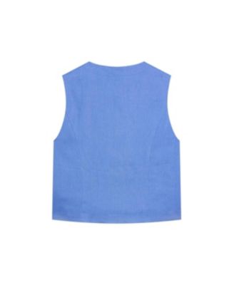  Women's Linen Military Detail Top