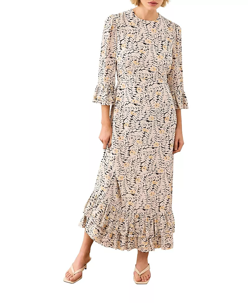 Mint Velvet Women's Floral Print Ruffle Midi Dress