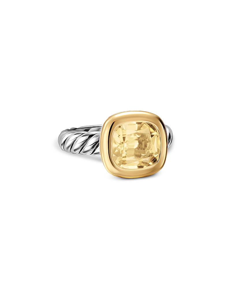 Dy Mercer Color Stone Ring in Sterling Silver with 18K Yellow Gold and Champagne Citrine, 10mm