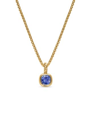 Mini Cushion Cut Amulet in 18K Yellow Gold with Tanzanite, 7.6mm