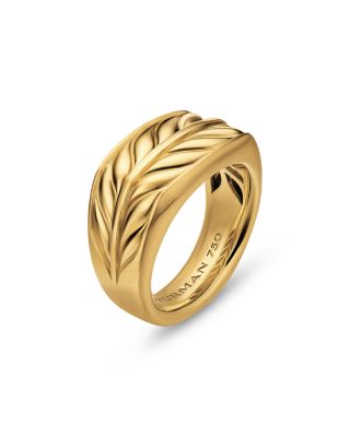 Men's Chevron Three Sided Signet Ring in 18K Yellow Gold, 12.5mm