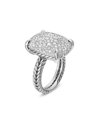 Chatelaine&reg; Elongated Ring in Sterling Silver with Diamonds, 19mm
