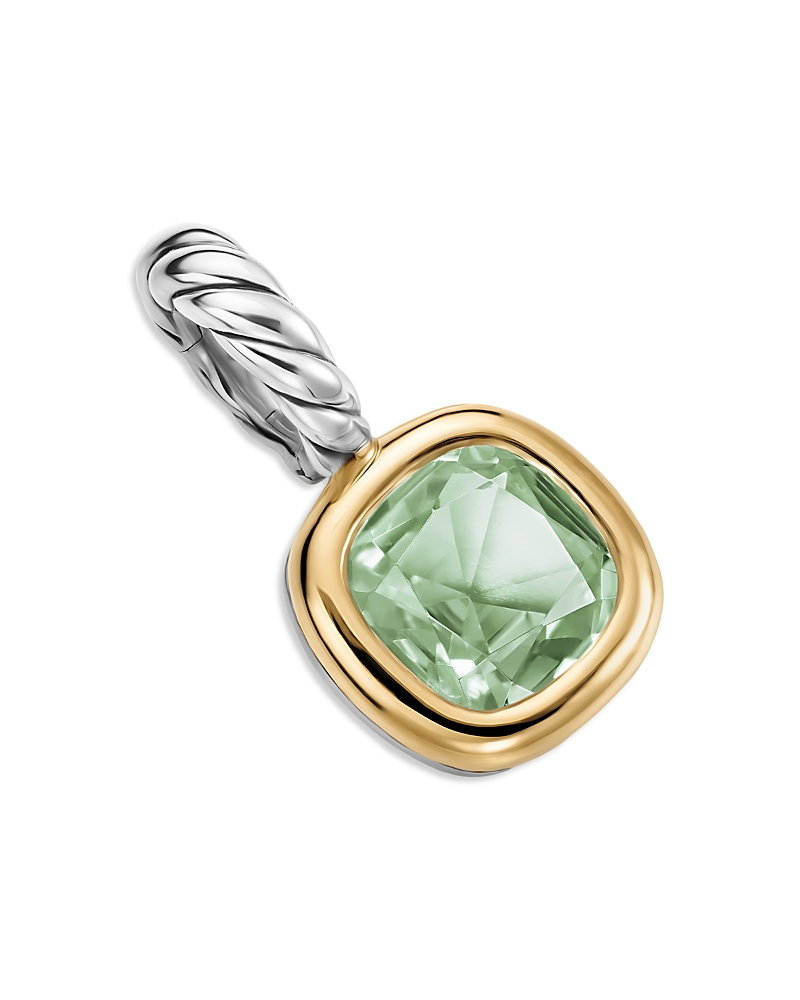 David Yurman Mini Cushion Cut Amulet in Sterling Silver with 14K Yellow Gold and Prasiolite, 7.6mm · OS