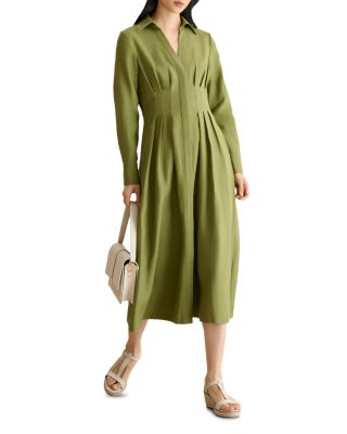 Chrissy Linen Pleated Waist Dress