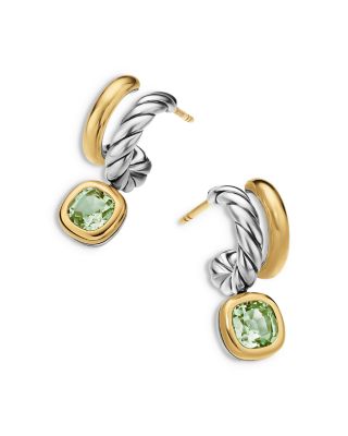 DY Mercer&reg; Color Two Row Drop Earrings in Sterling Silver with 18K Yellow Gold, 19.5mm