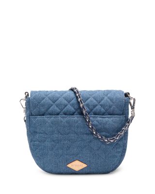Crosby Lock Small Quilted Denim Saddle Bag 