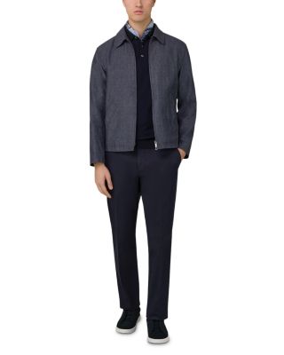 Regular Fit Denim Linen Bomber Jacket