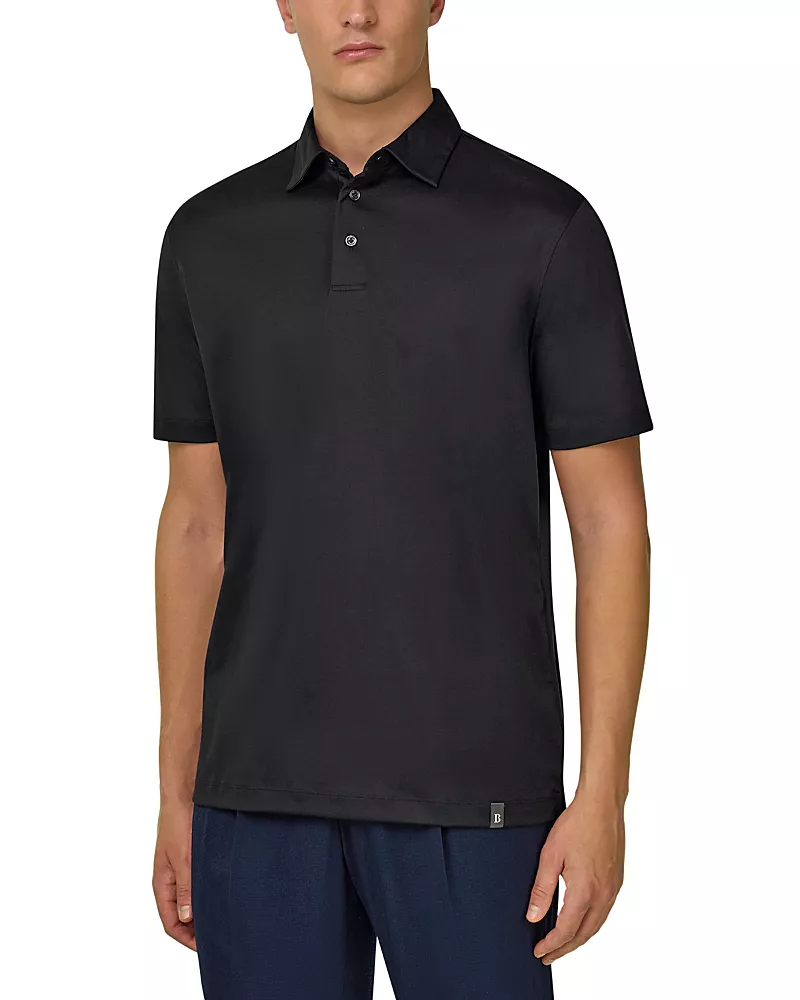 Boggi Milano Cotton, Polyester, and Silk Blend Polo Shirt