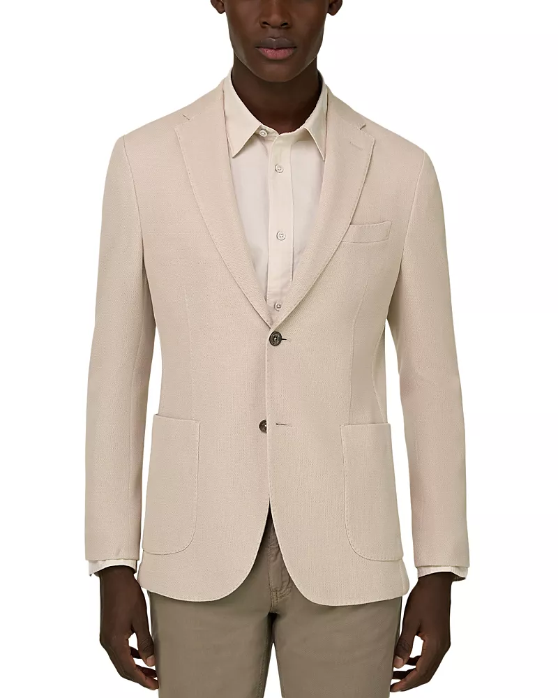 Boggi Milano Regular Fit Micro Texture Crepe Blazer