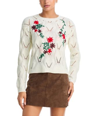 Embroidered Cable Crewneck Sweater - Exclusive