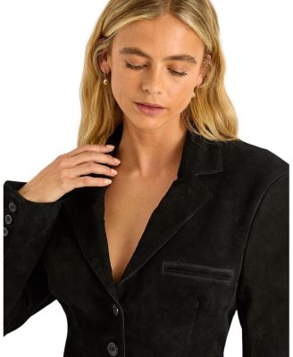 Real Suede Cinched Waist Blazer