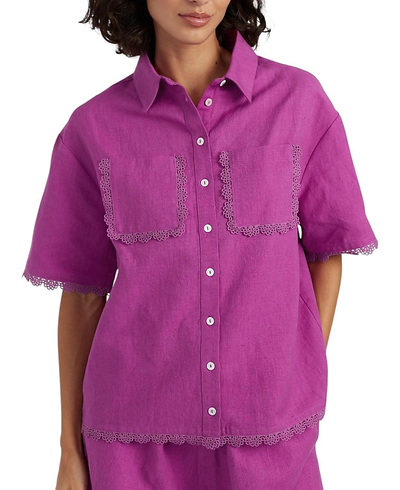 Chinti & Parker Women's Sienna Linen-Blend Scallop Edge Shirt