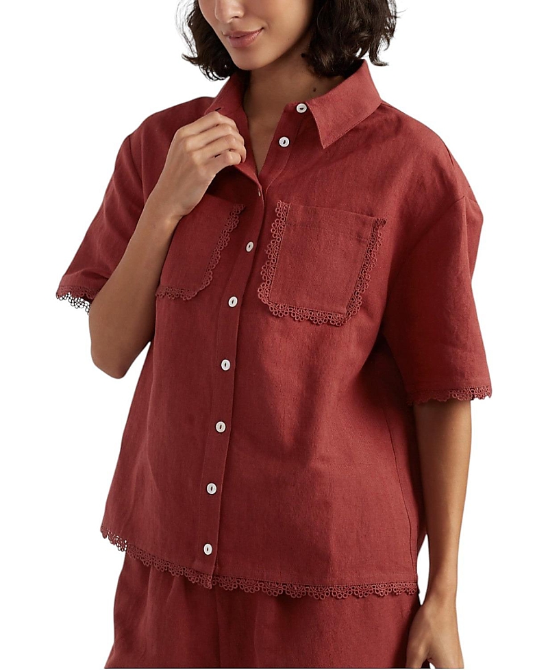 Chinti & Parker Women's Sienna Linen-Blend Scallop Edge Shirt