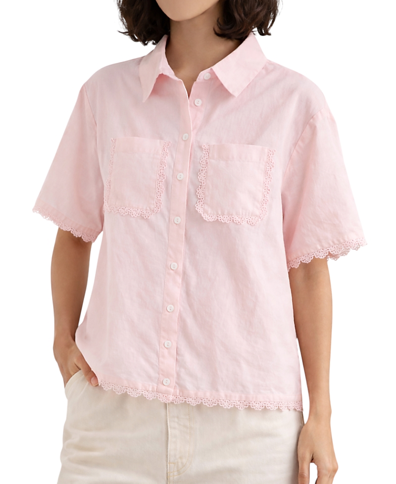 Chinti & Parker Women's Sienna Linen-Blend Scallop Edge Shirt