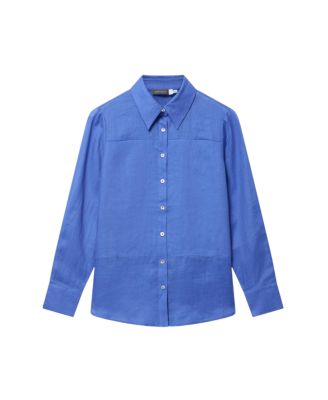  Women's Linen Sheer Panel Shirt