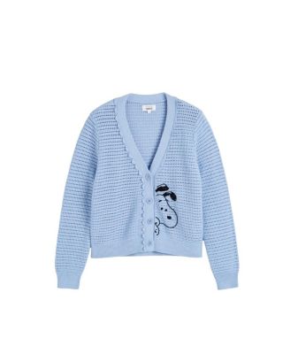  Women's Cotton Snoopy Crochet Peekabo Cardigan