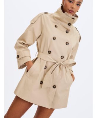  Vanetta High Collar Double-Breasted Trench Mini Coat