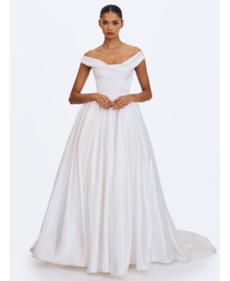  Unna Satin Bardot Cowl Wedding Gown