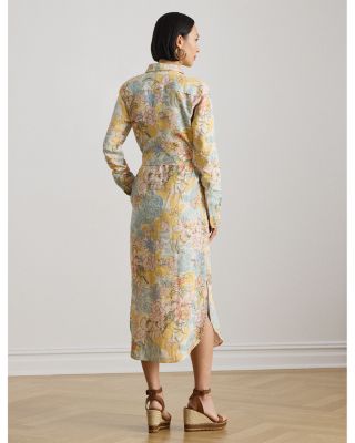 Petite Floral Linen Shirt Dress