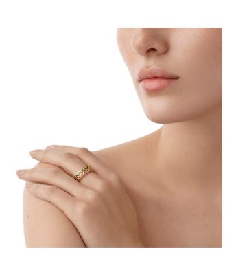 18K Yellow Gold CL Color Emerald Bezel Eternity Band