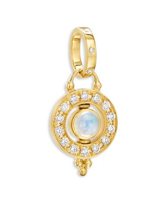 18K Yellow Gold Celestial Blue Moonstone & Diamond Mini Orbit Pendant