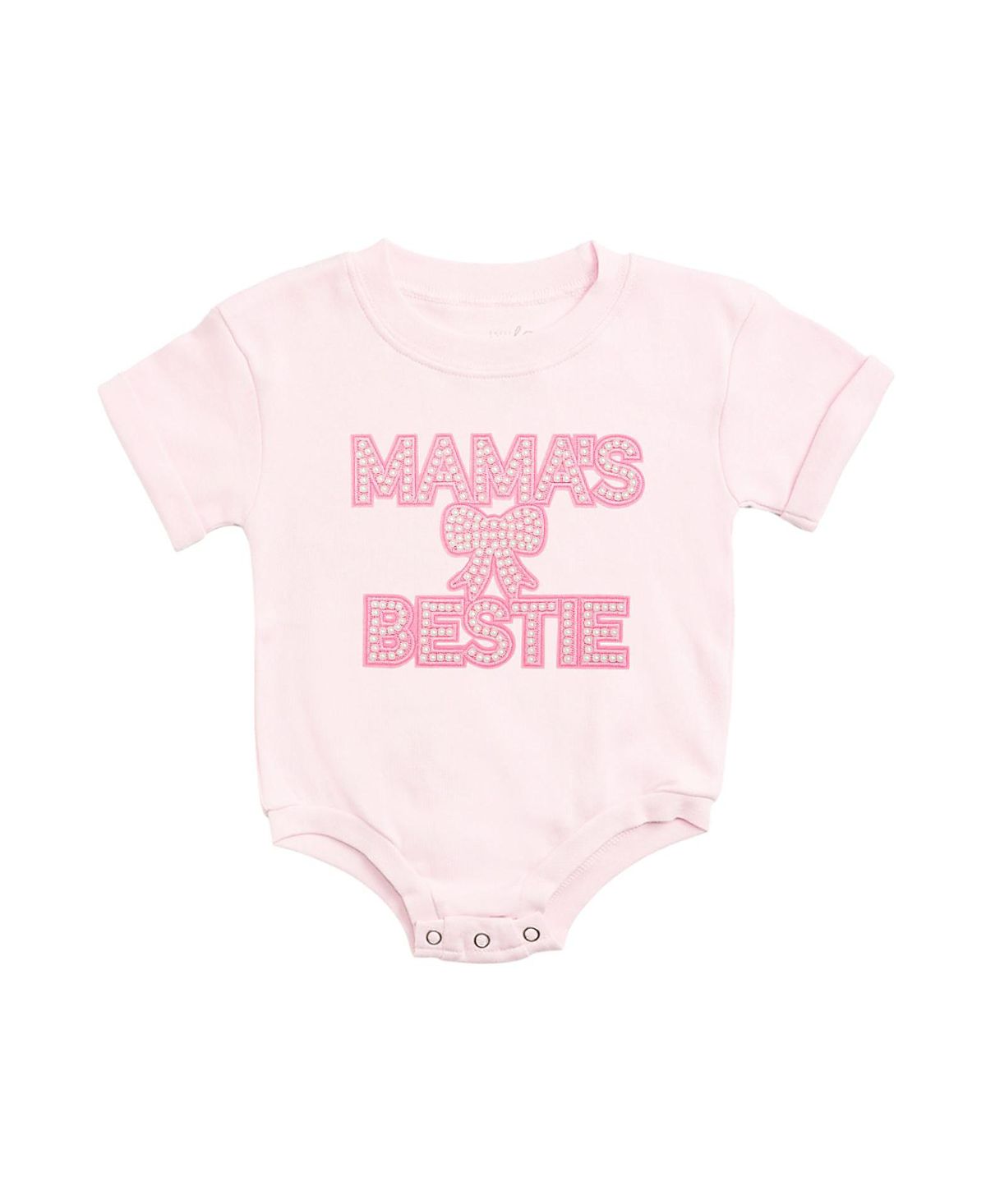 Sweet Wink Girls' Mama's Bestie Pearl Patch Short Sleeve Romper - Baby