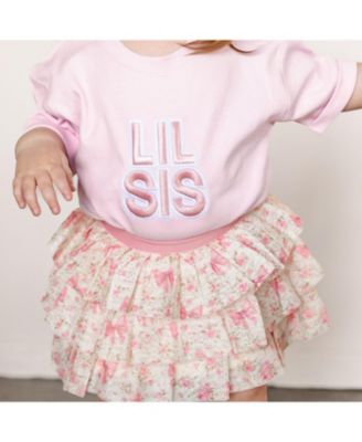 Girls' Lil Sis Embroidered Patch Short Sleeve Romper - Baby