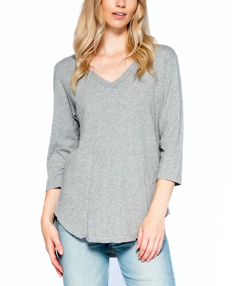 Wilt Clothing 3/4 Sleeve Raw Hem Shirttail Tee · XS
