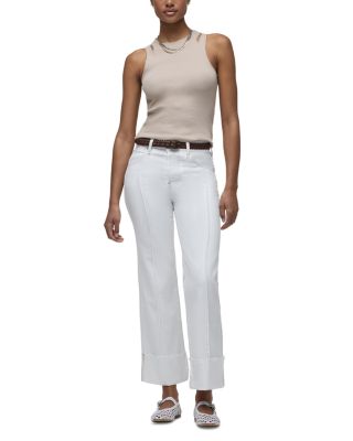 Rosie Pintucked Cuffed Wide Leg Jeans in White