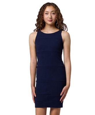  Girls' Panel Stretch Fitted Dress in Longer Length - Big Kid
