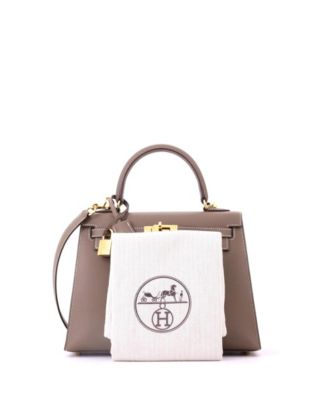 Kelly 25 Handbag Grey Epsom with Gold Hardware