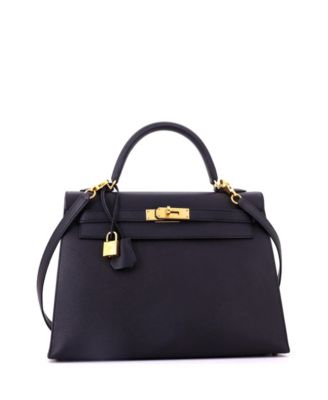 Kelly 32 Handbag Black Epsom with Gold Hardware