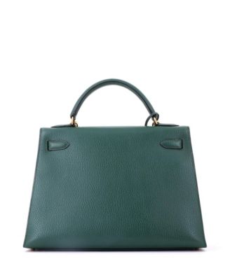 Kelly 32 Handbag Green Ardennes with Gold Hardware